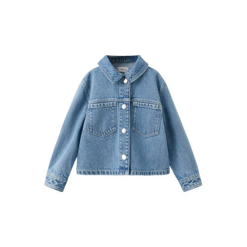 Mango Kids denim spijkerjas medium blue denim Blauw Backprint