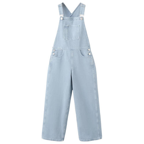Mango Kids denim tuinbroek light blue denim Blauw Effen - maat 140 afbeelding