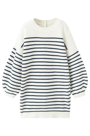 gestreepte sweatjurk gebreid ecru