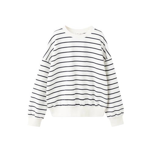 Mango Kids gestreepte sweater met backprint wit Backprint - maat 164 afbeelding