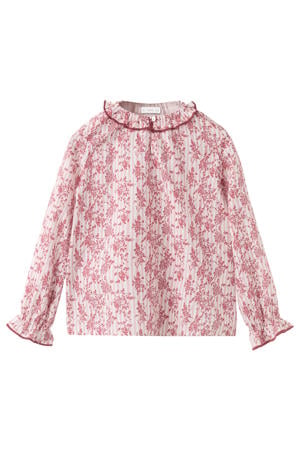 gestreepte gebloemde blousetop roze