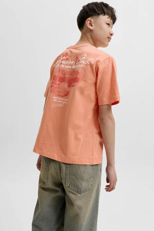 T-shirt met backprint oranje