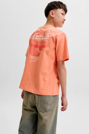 T-shirt met backprint oranje