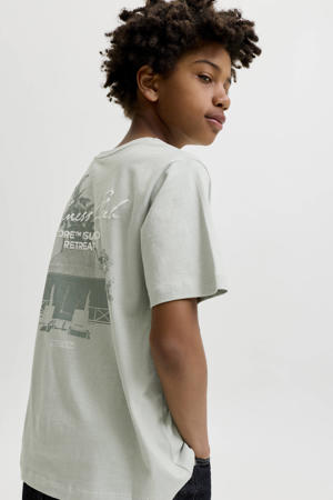 T-shirt met backprint grijsgroen