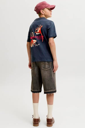 T-shirt met backprint donkerblauw