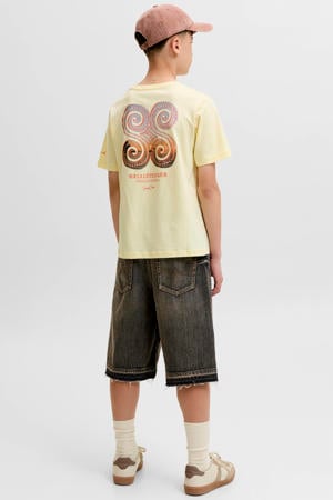 T-shirt met backprint lichtgeel