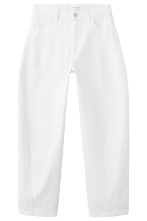 high waist barrel jeans wit