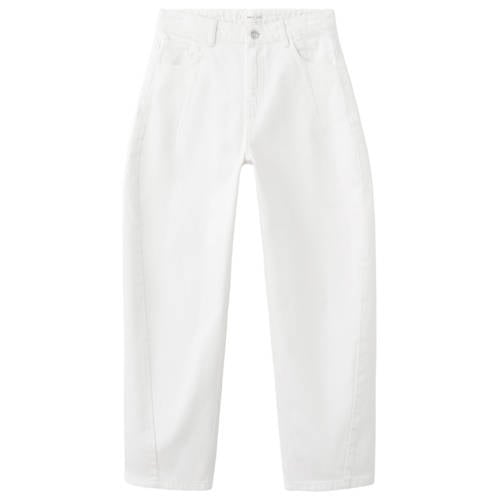 Mango Kids high waist barrel jeans wit Meisjes Denim Effen