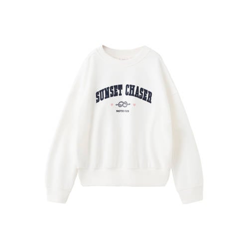 Mango Kids sweater wit Tekst - maat 140 | Sweater van Mango Kids afbeelding