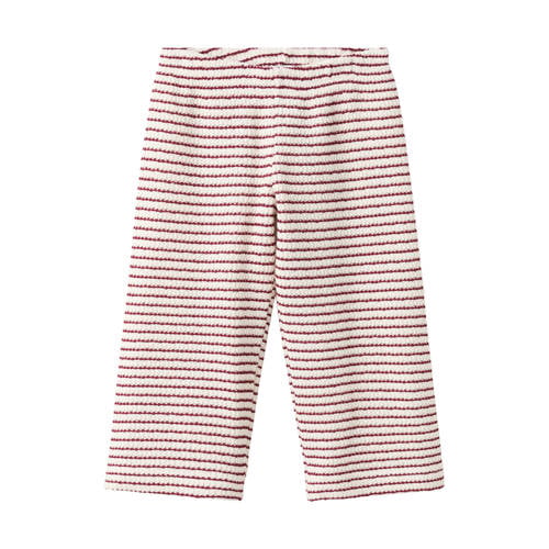 Mango Kids gestreepte casual broek rood met textuur Meisjes Polyester Streep - maat 98 afbeelding