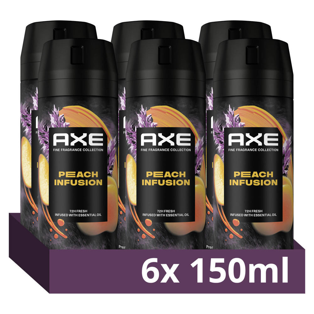 Axe Fine Fragrance Collection Peach Infusion premium deodorant bodyspray - 6 x 150 ml