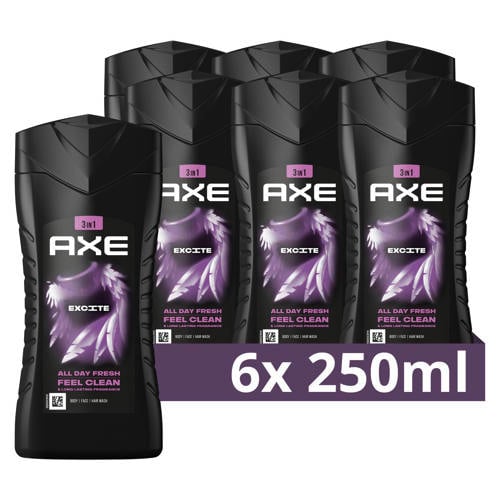 Axe Excite 3-in-1 douchegel - 6 x 250 ml | Douchegel van Axe afbeelding