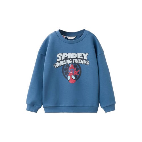 Mango Kids Spider-Man sweater blauw Tekst
