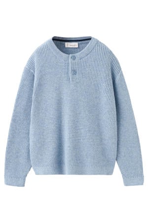 trui blauw grof gebreid