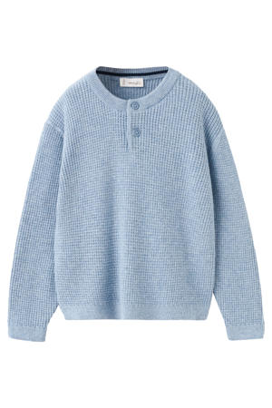 trui blauw grof gebreid