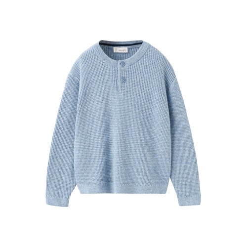 Mango Kids trui blauw grof gebreid Jongens Katoen Ronde hals Effen