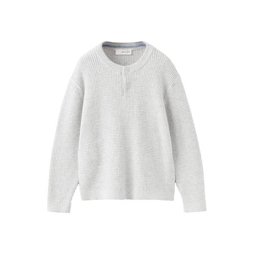 Mango Kids trui lichtgrijs grof gebreid Jongens Katoen Ronde hals Effen