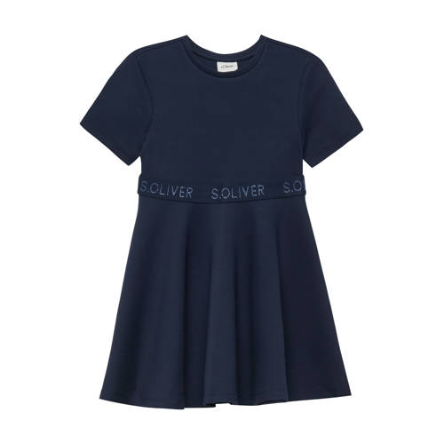 s.Oliver A-lijn jurk met glitter donkerblauw Meisjes Viscose Ronde hals