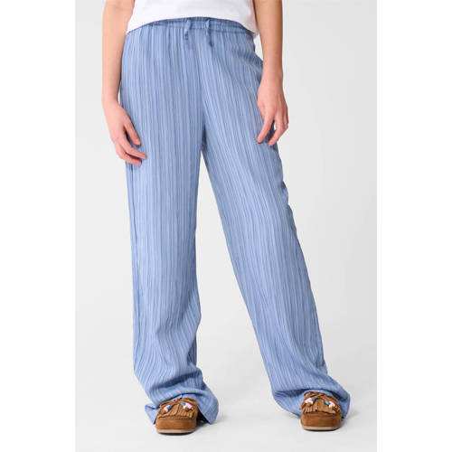 Shoeby gestreepte casual broek blauw Meisjes Rayon Streep - maat 134/140 afbeelding