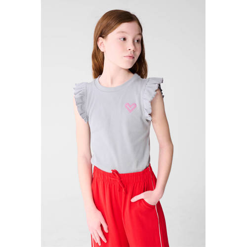 Shoeby T-shirt grijs rib gebreid Meisjes Katoen Ronde hals Effen - maat 170/176 afbeelding
