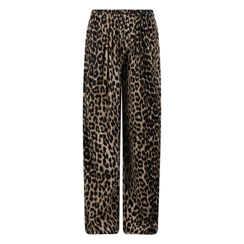 Shoeby high waist casual broek met panterprint bruin Meisjes Polyester - maat 134/140 afbeelding