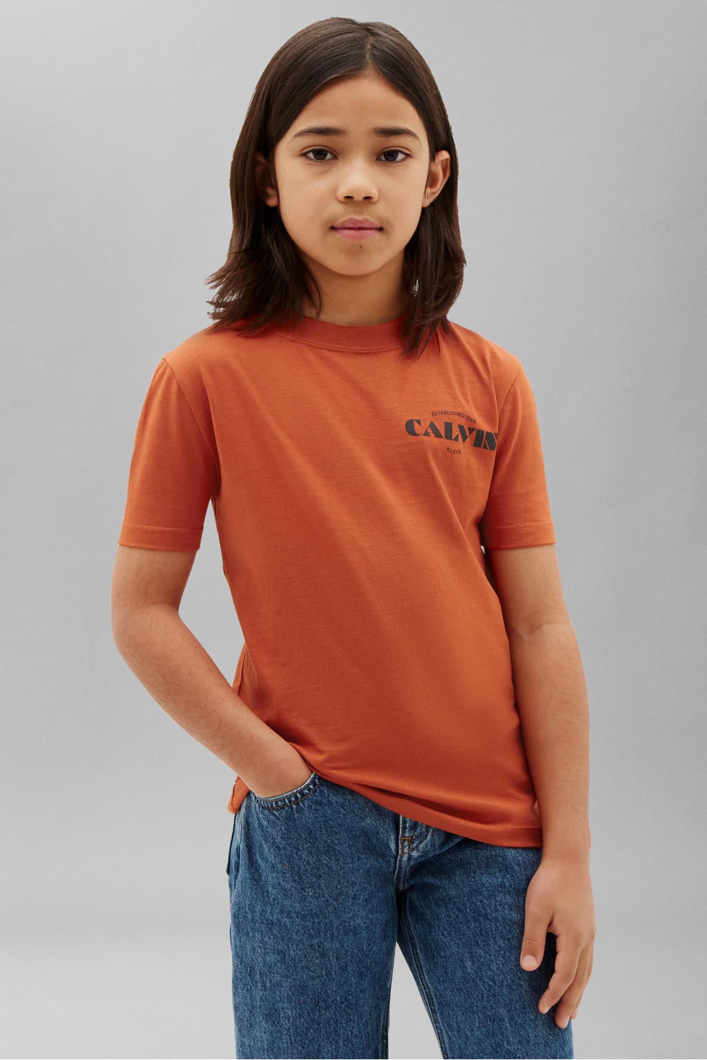 Calvin Klein T-shirt met logo - oranje