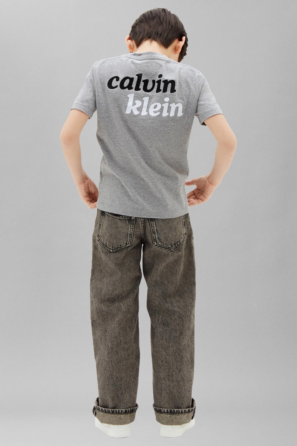 Calvin Klein T-shirt met backprint - grijs melange