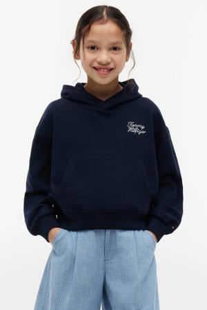 hoodie met tekstprint - donkerblauw