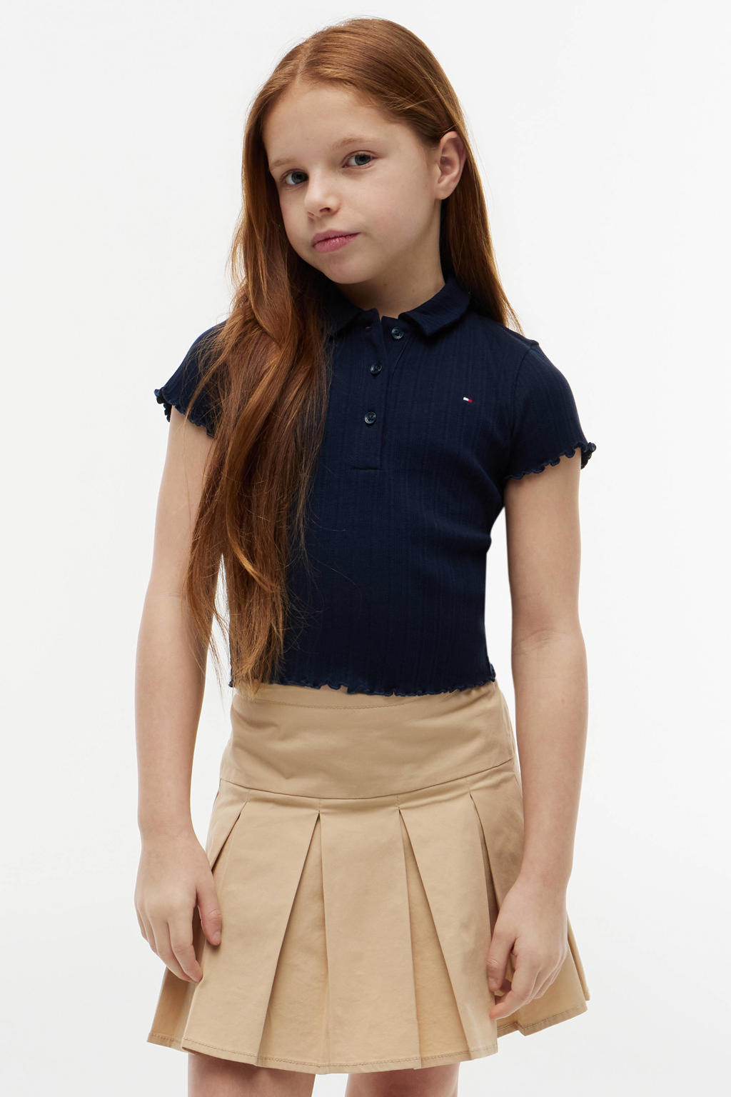 Tommy Hilfiger polo met golvende afwerking - donkerblauw