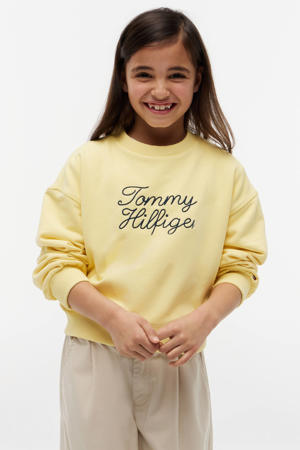 sweater met borduursels en tekstopdruk - geel