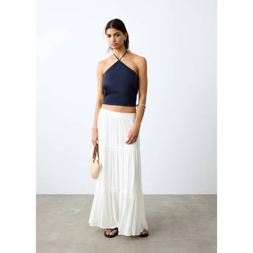 MANGO TEEN maxi rok wit Meisjes Viscose Effen