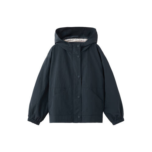 Mango Kids tussenjas donkerblauw Meisjes Polyamide Capuchon Effen - maat 122 afbeelding