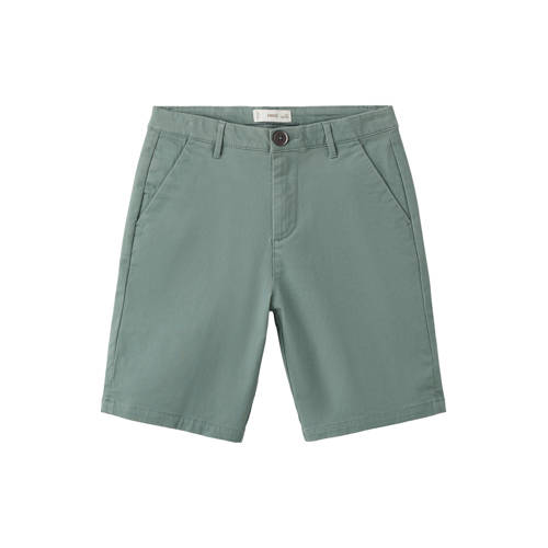 Mango Kids bermuda short groen Korte broek Jongens Stretchkatoen Effen - maat 128 afbeelding