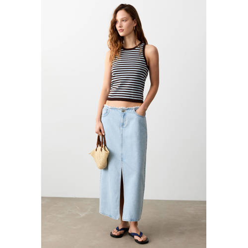 MANGO TEEN denim spijkerrok light blue denim Blauw Effen