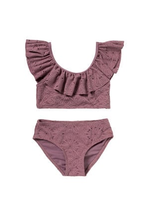 crop bikini met ruches paars