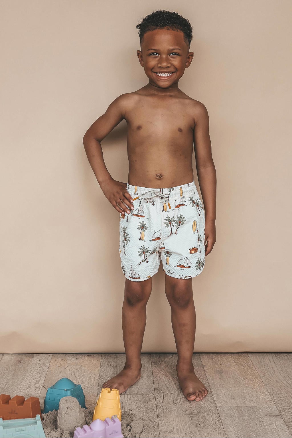 Salted Stories zwemshort offwhite/groen