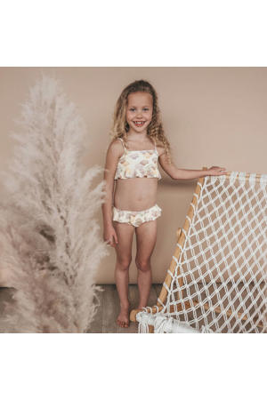 crop bikini met ruches ecru