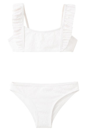crop bikini met ruches wit
