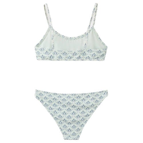 Mango Kids crop bikini blauw/wit Meisjes Polyamide All over print - maat 164 afbeelding