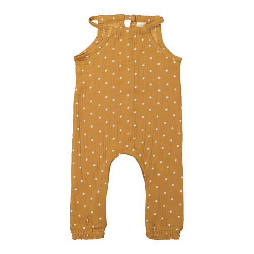 Riffle Amsterdam jumpsuit bruin met stippen Meisjes Katoen Halter Stip - maat 86 afbeelding