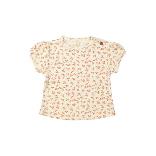 Riffle Amsterdam gebloemde T-shirt roze ajour Meisjes Katoen Ronde hals - maat 56 afbeelding
