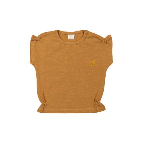 Riffle Amsterdam T-shirt bruin Meisjes Stretchkatoen Ronde hals Effen - maat 104 afbeelding
