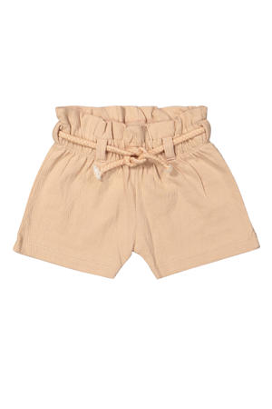 regular waist casual short zalm met textuur
