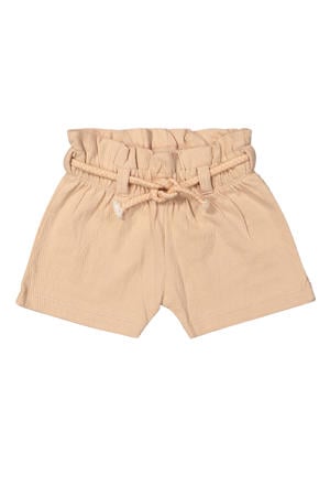 regular waist casual short zalm met textuur