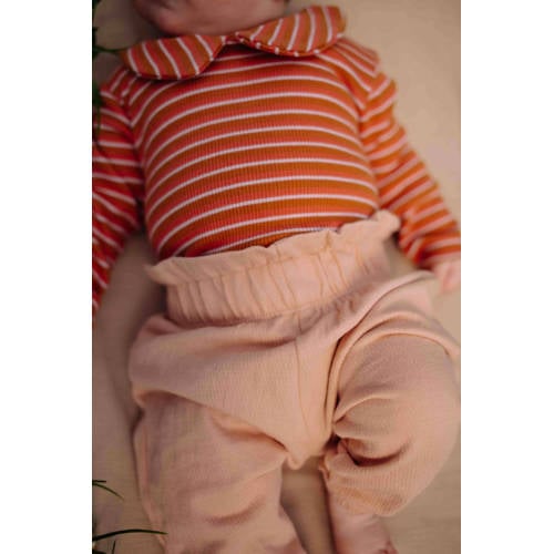 Riffle Amsterdam babybroek zalm met textuur Roze Meisjes Stretchkatoen - maat 56 afbeelding