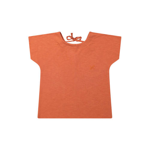 Riffle Amsterdam T-shirt oranje Meisjes Stretchkatoen Ronde hals Effen - maat 122 afbeelding