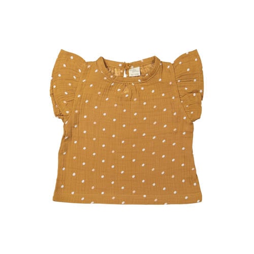 Riffle Amsterdam T-shirt met stippen camel Bruin Meisjes Katoen Ronde hals - maat 86 afbeelding
