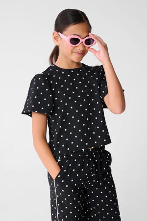 blousetop met stippen zwart