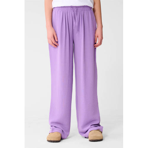 Shoeby high waist casual broek paars met textuur Meisjes Polyester Effen - maat 98/104 afbeelding