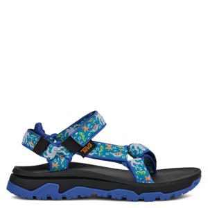 sandalen met plateauzool en all over print blauw